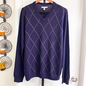 Nordstrom Mens 100% Extra Fine Merino Wool Sweater - Purple, Size XLT Tall